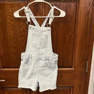 Light Wash pin-stripe Denim Short Overalls